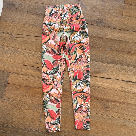 Beach Riot Tropical Floral Leggings - Pink and Green - Picture 1 of 3